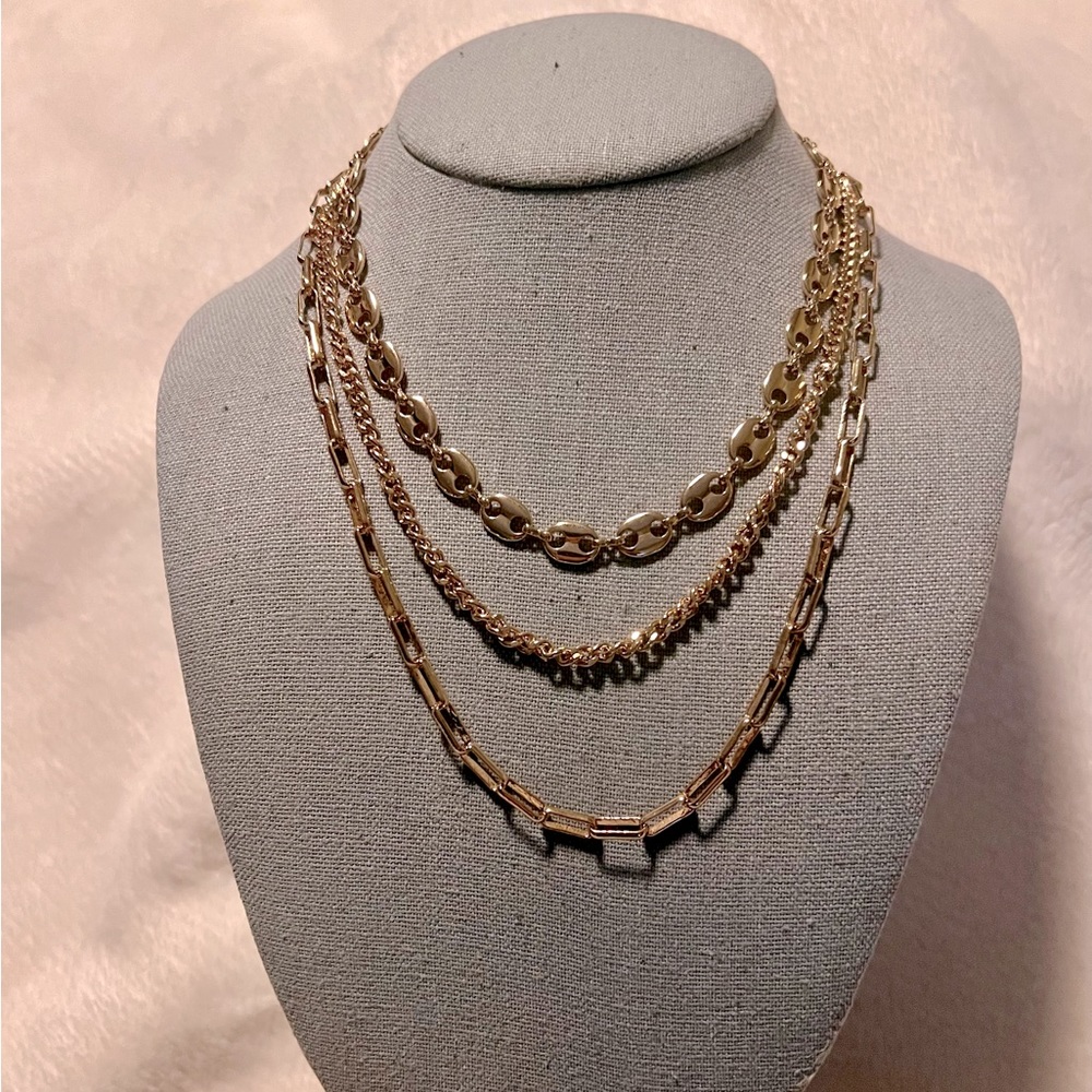 NWOT Express 3 Layer Chain Gold-Tone Necklace